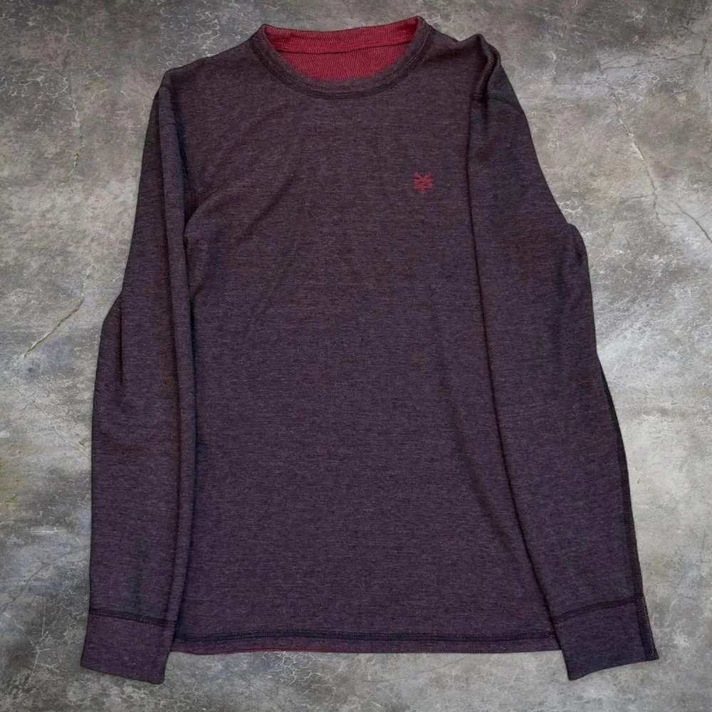 Vintage Zoo York Reversible Red Thermal Waffle Knit Shirt Adult Small Grunge Y2K